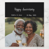 Jubileum Foto Voedsel & Drink Labels Zwart Wijn Etiket (Enkel label)