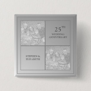 Jubileum Foto's uit het verleden en Cadeau Vierkante Button 5,1 Cm