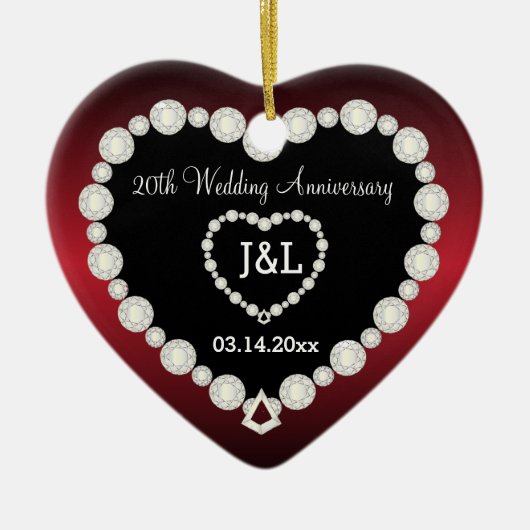 Jubileum | Garnet Red | DIY-tekst Keramisch Ornament (Voorkant)