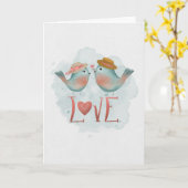 Jubileum Gefeliciteerd Waterverf Tortelduifjes Kaart (Gele Bloem)