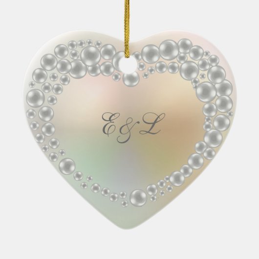 Jubileum gepersonaliseerd huwelijksmonogram keramisch ornament (Achterkant)