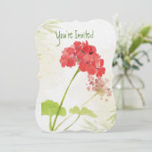 Jubileum Geranium Garden Flower Invitat Kaart (Staand voorkant)