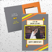 Jubileum geweldige man grijs sinaasappel foto kaart