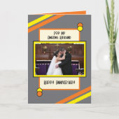 Jubileum geweldige man grijs sinaasappel foto kaart (Voorkant)