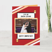 Jubileum geweldige man rode perzik foto kaart (Voorkant)