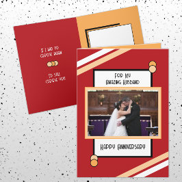 Jubileum geweldige man rode perzik foto kaart