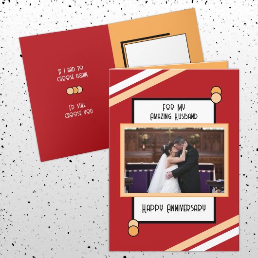 Jubileum geweldige man rode perzik foto kaart