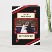 Jubileum geweldige man zwart rood foto kaart (Voorkant)