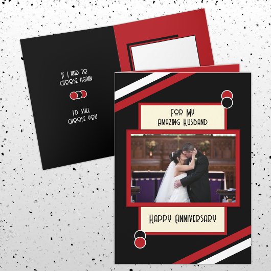 Jubileum geweldige man zwart rood foto kaart