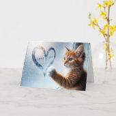 Jubileum Ginger Kat met Frosty Window Heart Kaart (Gele Bloem)