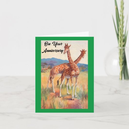 Jubileum Giraffes Gevouwen Wenskaart Kaart (Voorkant)