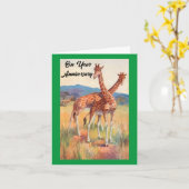 Jubileum Giraffes Gevouwen Wenskaart Kaart (Gele Bloem)