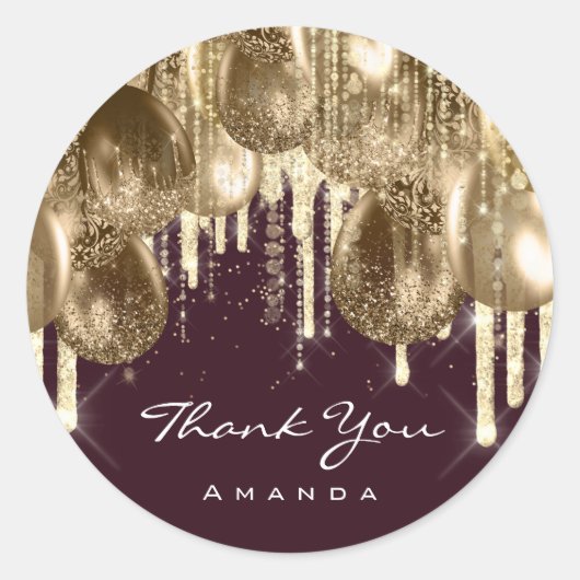 Jubileum GLITTER BALLONS DRIP's Ronde Sticker (Voorkant)