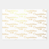 Jubileum Gold Foil wrapping Paper-Roos 50th Folie Inpakpapier Vel (Voorkant 3)