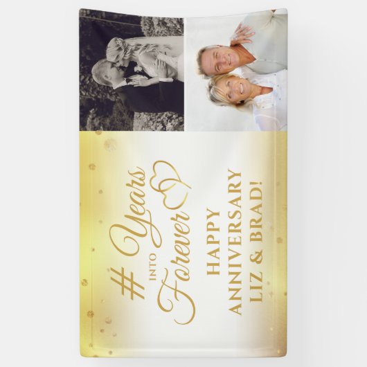 Jubileum Gold Hart JAREN IN GRAAG 2 Foto Spandoek (Verticaal)