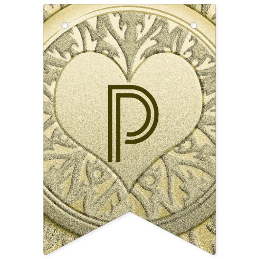 ☆JUBILEUM ☆ Gold Heart Glitter Vlaggetjes (Derde vlag)