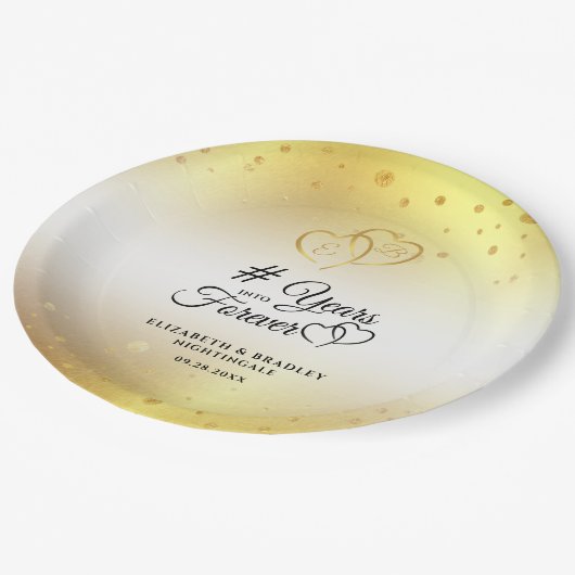 Jubileum Gold Hearts # JAREN IN FOREVER Papieren Bordje (Gekanteld)