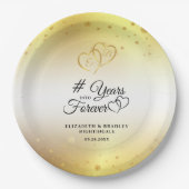 Jubileum Gold Hearts # JAREN IN FOREVER Papieren Bordje (Voorkant)
