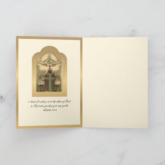 Jubileum Gold katholieke priest Deacon Ordination Kaart (Binnen)