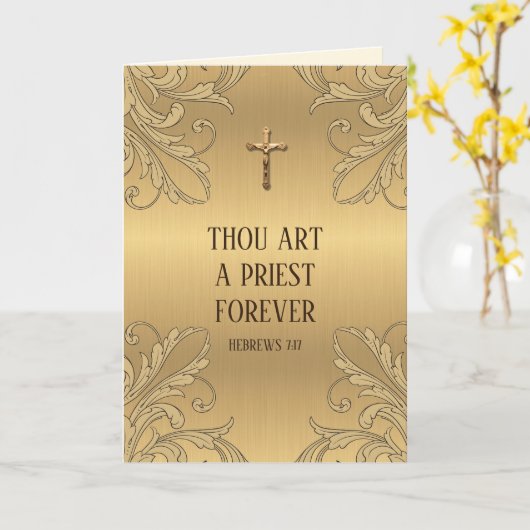 Jubileum Gold katholieke priest Deacon Ordination Kaart (Gele Bloem)