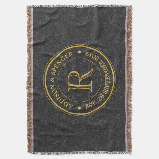 Jubileum Gold Monogram zwart leder Deken (Voorkant Verticaal)