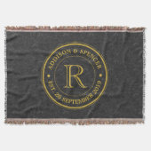 Jubileum Gold Monogram zwart leder Deken (Voorkant)