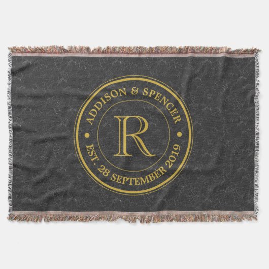 Jubileum Gold Monogram zwart leder Deken (Voorkant)
