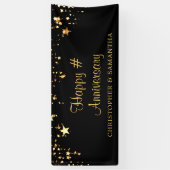 Jubileum Gold Stars Jouw tekst en kleur Spandoek (Verticaal)