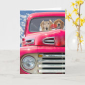 Jubileum Golden Retrievers in Retro Truck Kaart (Gele Bloem)