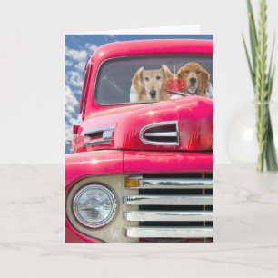 Jubileum Golden Retrievers in Retro Truck Kaart