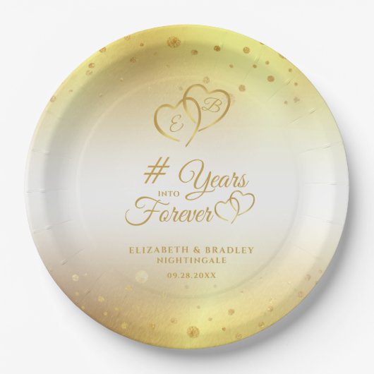 Jubileum Goud HEEFT JAREN IN HET BUITENLAND Papieren Bordje (Voorkant)