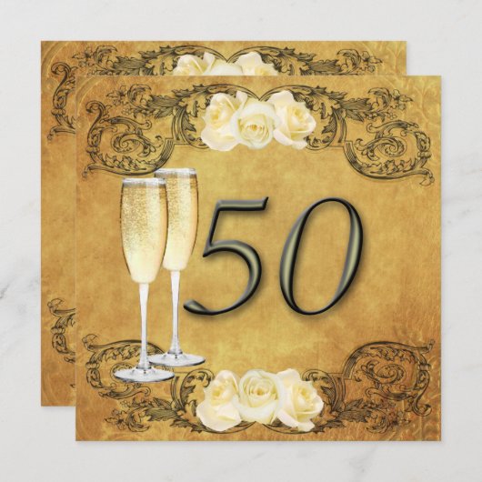 Jubileum Gouden Bruiloft Kaart (Voorkant / Achterkant)