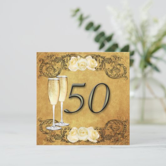 Jubileum Gouden Bruiloft Kaart (Staand voorkant)