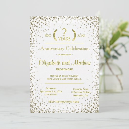 Jubileum | Gouden Confetti Kaart (Staand voorkant)