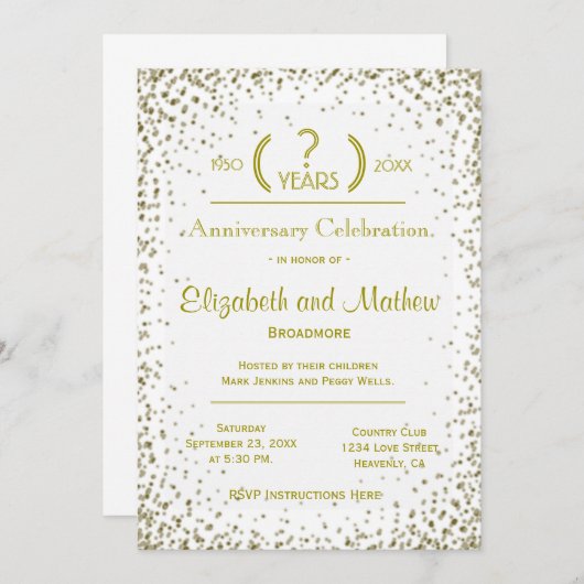 Jubileum | Gouden Confetti Kaart (Voorkant / Achterkant)