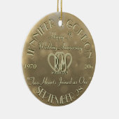 Jubileum gouden kleur voor bruiloft keramisch ornament (Rechts)