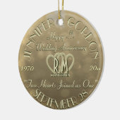 Jubileum gouden kleur voor bruiloft keramisch ornament (Links)