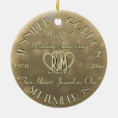 Jubileum gouden kleur voor bruiloft keramisch ornament (Achterkant)