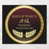 Jubileum gouden medaille met twintigste bruiloft sparkling wijnetiket (Enkel label)