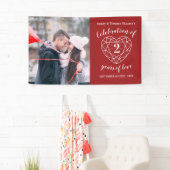 Jubileum granaat rood hart gepersonaliseerde foto spandoek (Insitu)