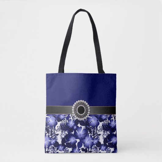 Jubileum grijze satijnspruitflora tote bag (Voorkant)