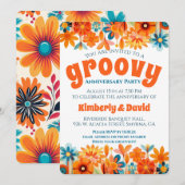 Jubileum Groovy 60's Sfeer Bloemig Retro  Kaart (Voorkant / Achterkant)
