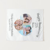 Jubileum Hart 3 Foto Collage Aangepaste Kleur Wandkleed (Voorkant (horizontaal))