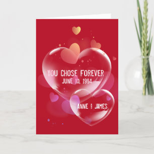 Jubileum Hart Bubbles op rood Kaart