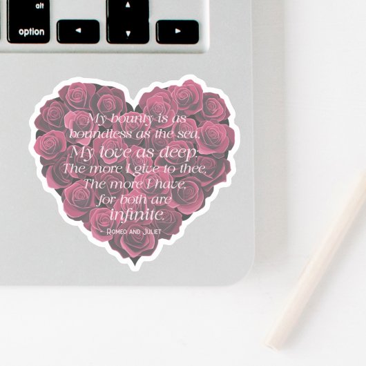 Jubileum Hart Romeo en Julia Quote Roze Sticker