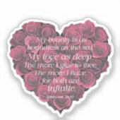 Jubileum Hart Romeo en Julia Quote Roze Sticker (Voorkant)