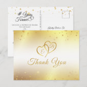 Jubileum Hartelijk dank Monogram Gold Hearts Briefkaart (Voorkant / Achterkant)
