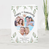 Jubileum Heart Shaped Photo Collage Greenery Kaart (Voorkant)
