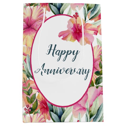 Jubileum Hibiscus Garden Medium Cadeauzakje (Voorkant)