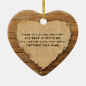 Jubileum Hout Parchment Heart Love Poem Keramisch Ornament (Voorkant)